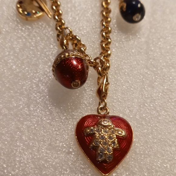 Faberge egg charm bracelet on a gold tone rolo chain. - Picture 4 of 16